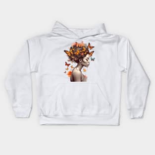 Afro Woman with Butterflies #5 Kids Hoodie